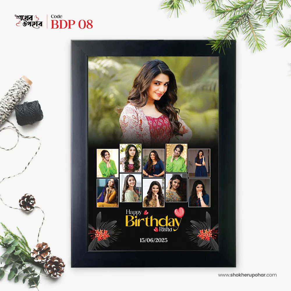 Woman standing wearing dark blue kurti and jeans light grey background