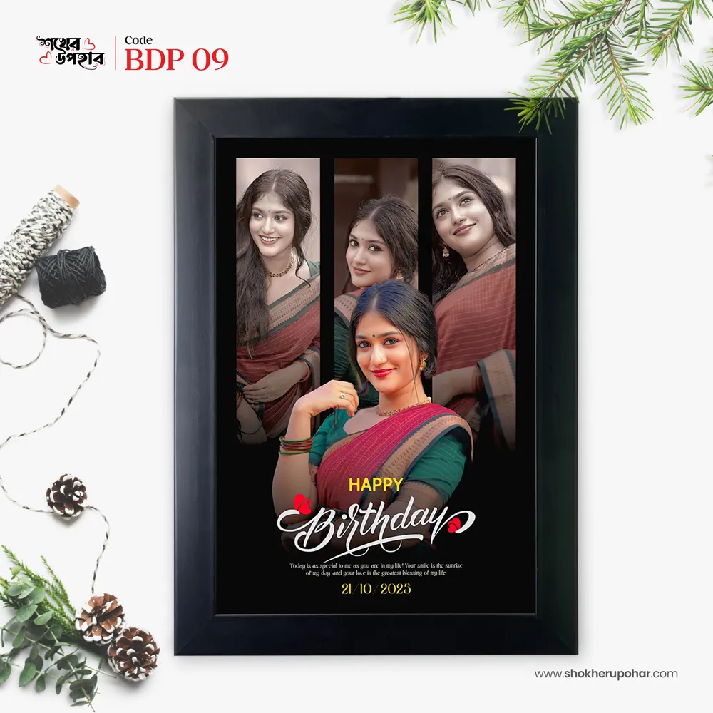 Woman standing wearing dark blue kurti and jeans light grey background